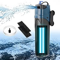 Aquarium Filter for 20-75 Gallon, 200GPH U-V Fish Tank Filter Green Clean Machine Submersible Powerful Pump Internal Filter for Fish Tank Saltwater Freshwater