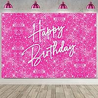 Sensfun 7x5ft Glitter Hot Pink Birthday Backdrop Princess Girls Birthday Party Decorations Shining Pink Circle Sequins Wall Background for Women Neon Happy Birthday Banner Photo Studio Booth Props