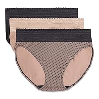 Warner's Women's Blissful Benefits Dig-Free Comfort Waistband with Lace Microfiber Hi-Cut 3-Pack 5109w