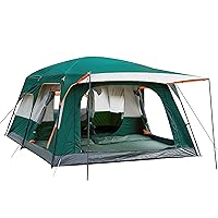 KTT Extra Large Tent 12 Person(Style-B),Family Cabin Tents,2 Rooms,3 Doors and 3 Windows with Mesh,Straight Wall,Waterproof,Double Layer,Big Tent for Outdoor,Picnic,Camping,Family Gathering