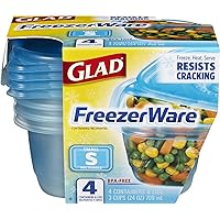 Gladware Freezerware Food Storage Containers | Small Food Storage Containers, Small Containers in Rectangle Shape Hold up to 24 Ounces of Food, 4 Count Set