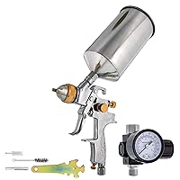 TCP Global® Brand Professional 1.3mm HVLP Spray Gun-gravity Feed-auto Paint Basecoat Clearcoat with Air Regulator (G6600-13)