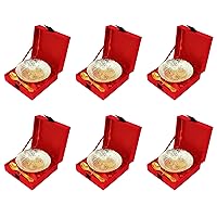 Gold and Silver Plated Bowl Spoon Set Dessert Dry Fruits Serving Diwali Decoration Gift items Christmas Eid Wedding Return Gifts 6 Sets