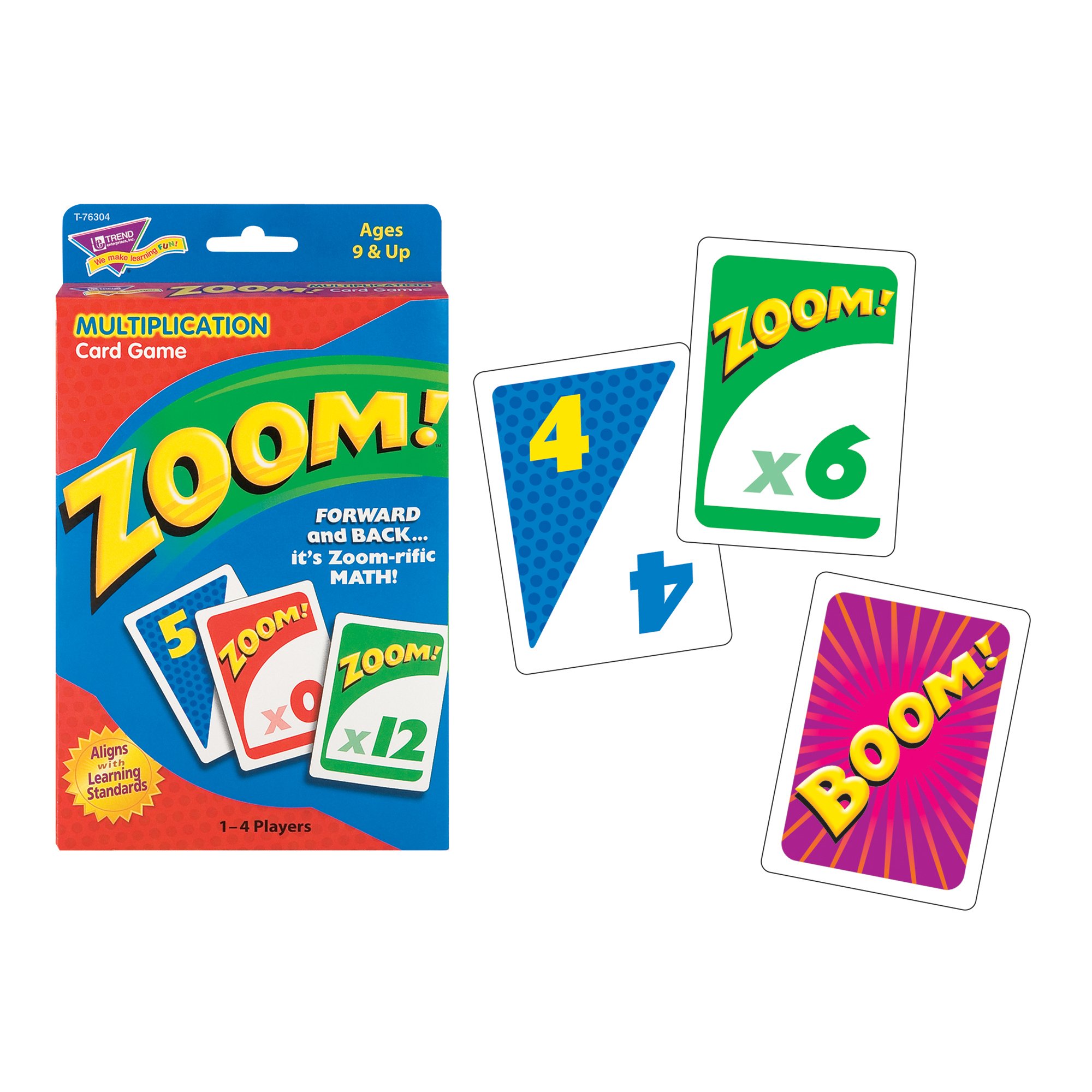 TREND ENTERPRISES: Zoom! Multiplication Card Game, Use Addition Skills, Build Multiplication Skills, Test Probability, Surprise Cards Send Scores to Zero, 1 to 4 Players, For Ages 9 and Up