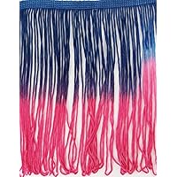 2 Yards Ombre Tie-Dye Multicolor Chainette Thread Yarn Tonal Loop Fringe- Sewing Renaissance Dance Hawaiian Costumes Outfit Drapery- 12