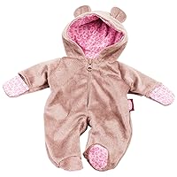 Gotz One Piece Teddy Costume Pajama Sleeper with Padded Feet, Paws and Hood with Ears for 12-13