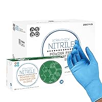 Blue Nitrile Powder Free Examination Gloves, Disposable, 4 mil, Medical, Food Safe, Tattoo, Cooking, Cleaning, Car