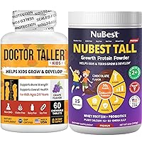 NuBest Tall Growth Protein Powder Chocolate Flavor + Doctor Taller Kids 60 Chewable Tablets - Grape Flavor Bundle Height Growth Protein for Kids and Height Growth Vitamin - Support Grow Strong