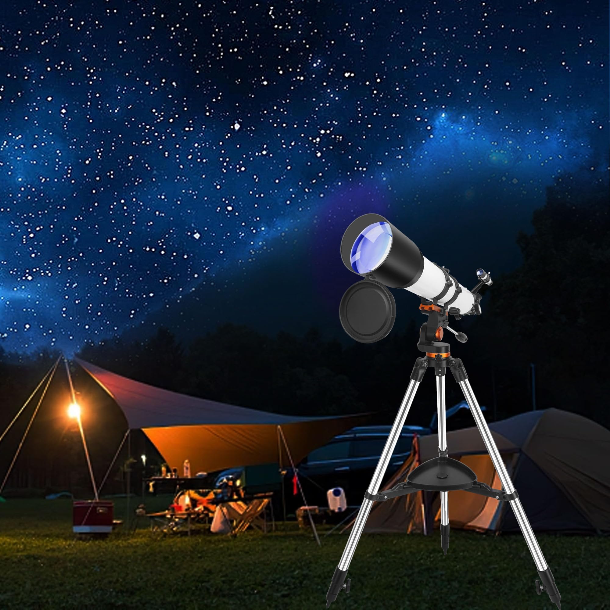 HAWKKO Telescopes, 90mm Aperture Telescope for Adults Astronomy, 700mm Refracting Telescope Fully Multi-Coated High Transmission Coatings with AZ Mount Tripod Phone Adapter Viewing Planets and Stars