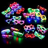 21 Pcs LED Glasses 7 shapes 6 LED Glow In The Dark Party Supplies Favor for Kids Adults shutter heart round star butterfly Glow Sticks Light Up Glasses fit Birthday Halloween Christmas Valentine's Day