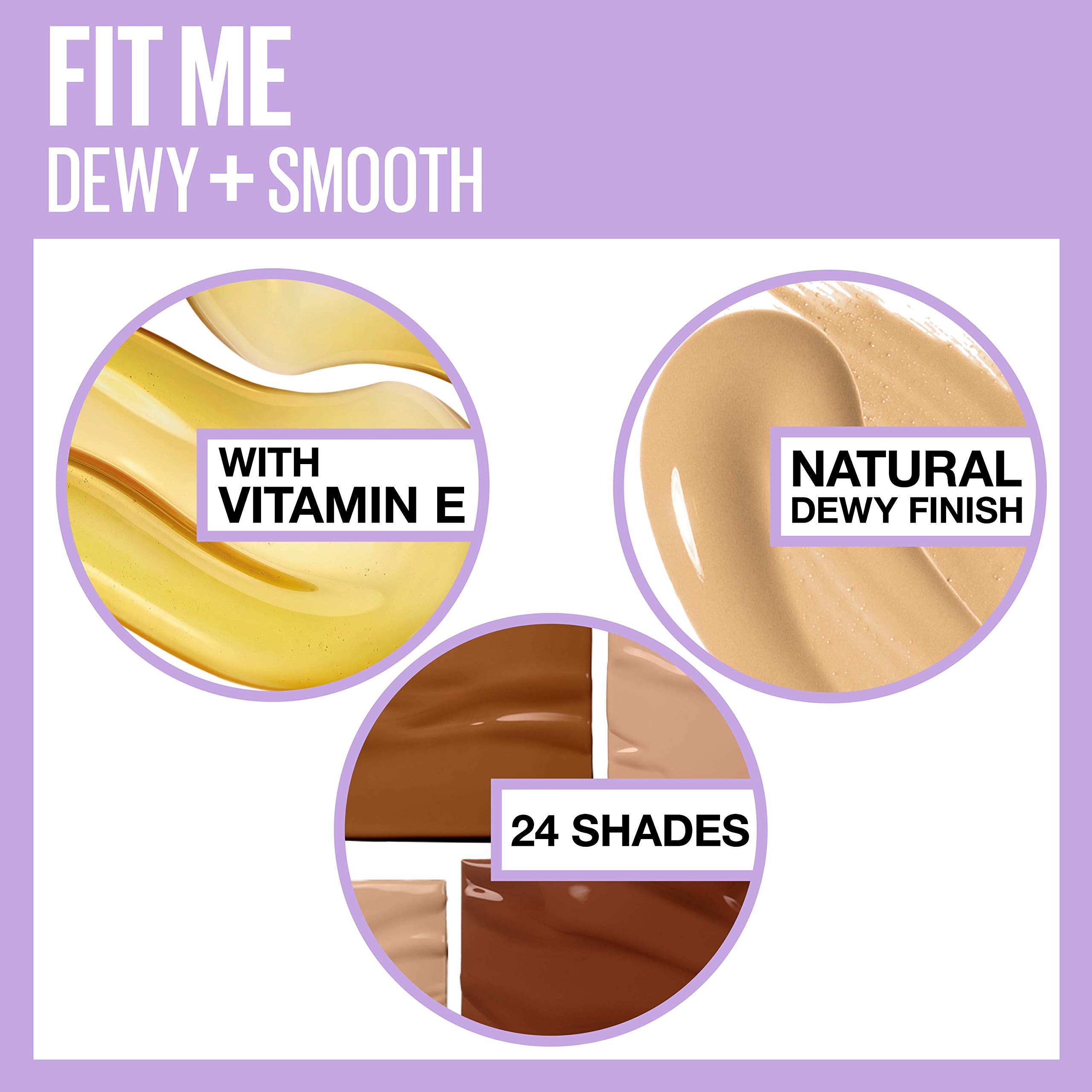 Maybelline Fit Me Dewy + Smooth Foundation Makeup, Mocha, 1 Count (Pack of 4)
