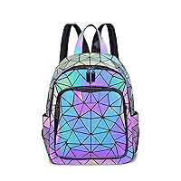 Geometric Backpack Luminous Backpacks Holographic Reflective Bag Large Capacity Backpacks for Women Colorful Daypacks 01