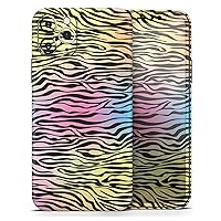 Rainbow Colored Vector Black Zebra Print Protective Vinyl Decal Wrap Skin Cover Compatible with The Apple iPhone 11 Pro Max (Screen Trim & Back Glass Skin)