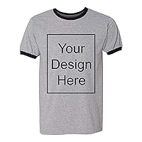 Add Your Own and Text Design Custom Personalized Ringer Adult T-Shirt Tee
