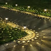 Super Bright Solar Lights Outdoor Waterproof 10 Pack, Dusk to Dawn Up to 12 Hrs Solar Powered Pathway Garden Lights Auto On/Off, LED Landscape Lighting Decorative for Walkway Patio Yard