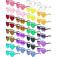 Weewooday 30 Pairs Heart Shaped Rimless Sunglasses Transparent Heart Glasses Candy Color Frameless Sunglasses Tinted Trendy Eyewear Party Favors