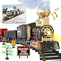 Train Set,Electric Train Toys with Steam Locomotive Engine,Cargo Car and Long Track,Christmas Train Sets with Lights & Sound, Toy Train Gifts for 3 4 5 6 7 8+ Year Old Kids Boys Girls