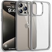 Supdeal Shockproof Clear Case for iPhone 15 Pro Max, [Not Yellowing] [10FT Military Drop Protection] Hard Clear Back Silicone Edge Four Corner Airbags Drop Protection Phone Cover, 6.7 inch, Grey