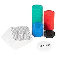 Cardinal Classics, 200 Poker Chips Set Playing Cards Deck Dealer Button Texas Hold ‘Em Classic Casino Table Game, for Adults and Kids Ages 10 and up