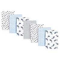 Hudson Baby Unisex Baby Cotton Flannel Burp Cloths, Narwhal, One Size