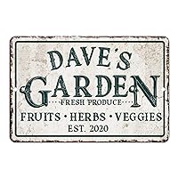 Personalized Vintage Distressed Look Fruit, Herbs and Veggie Garden Metal Room Sign (11x14 Inches)