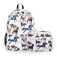 Wildkin 15 Inch Kids Backpack Bundle with Lunch Box Bag (Horse Dreams)