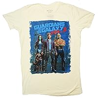 Guardians Of The Galaxy Lineup Poster Juniors Boyfriend T-shirt (Small, Linen)