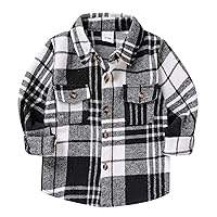 Viworld Baby Boy Girl Plaid Top Flannel Long Sleeve Button Down Shirt Lapel Coat Fall Winter Clothes Outfits