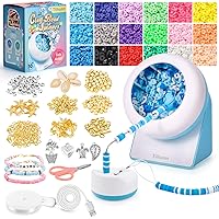 Tilhumt 3824Pcs Clay Bead Spinner Kit, Electric Bead Spinner for Jewelry Making with 18 Colors Clay Beads and Beading Accessories in Gift Box for Making Waist, Bracelets or Necklaces (Patented)