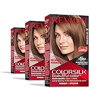 Permanent Hair Color, Permanent Brown Hair Dye, Colorsilk with 100% Gray Coverage, Ammonia-Free, Keratin and Amino Acids, Brown Shades (Pack of 3)