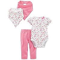 Simple Joys by Carter's Baby Girls' Bodysuit, Pant, and Bibs Set, Pack of 4