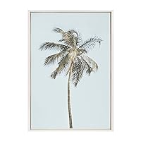 Kate and Laurel Sylvie One Coconut Palm Tree Framed Canvas Wall Art by The Creative Bunch Studio, 23x33 White, Coastal Art for Wall