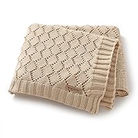mimixiong Neutral Baby Blanket Knitted Cellular Receiving Crib Nursery Swaddling Blanket for Boys and Girls Camel 40x30 Inch