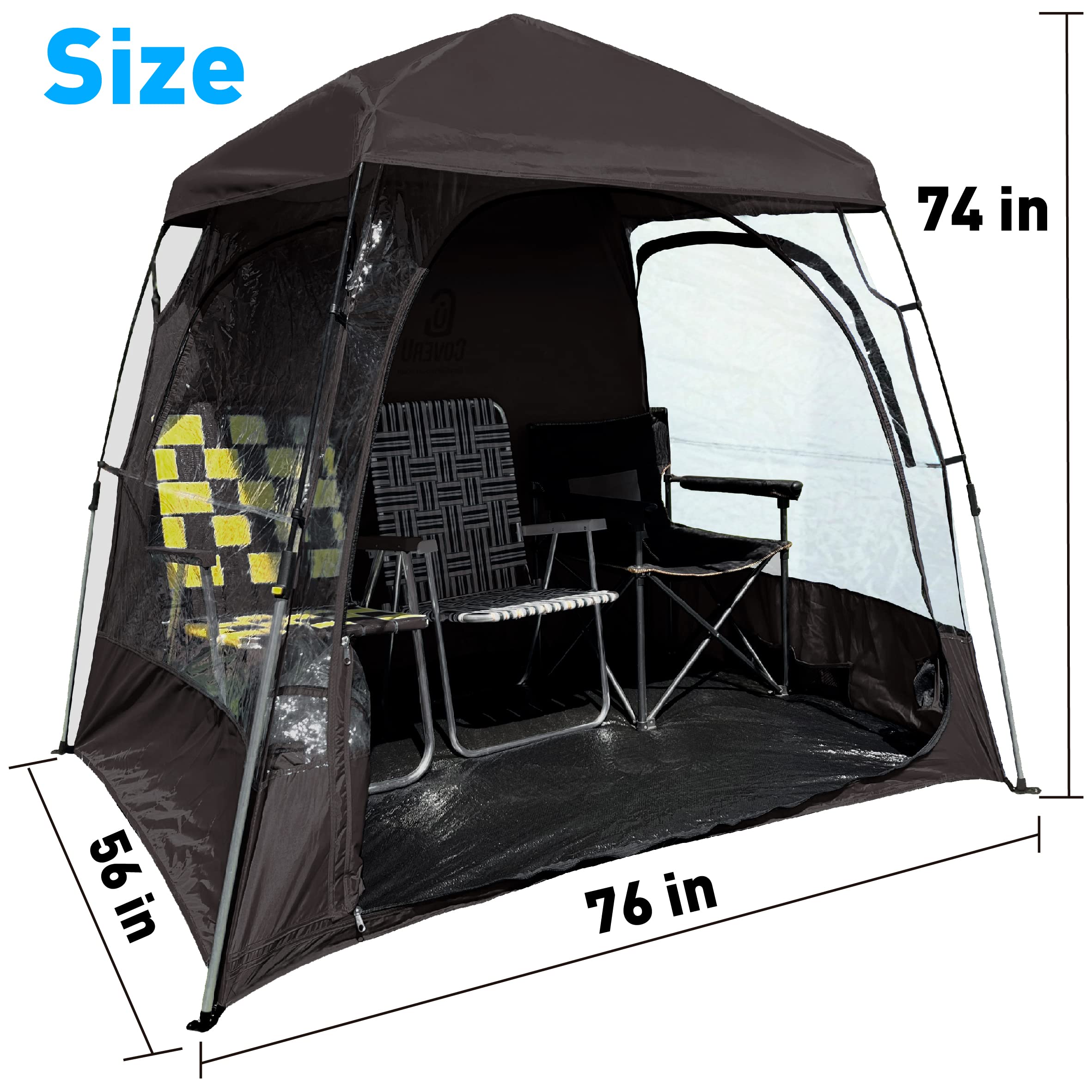 CoverU Sports Tent Pod For 3-4 People - RAIN or Sun Protection – NEW Large Pop Up Climate Canopy Shelter – Soccer, Football, Softball & Other Sporting Events and Parades - Patented and Patents Pending