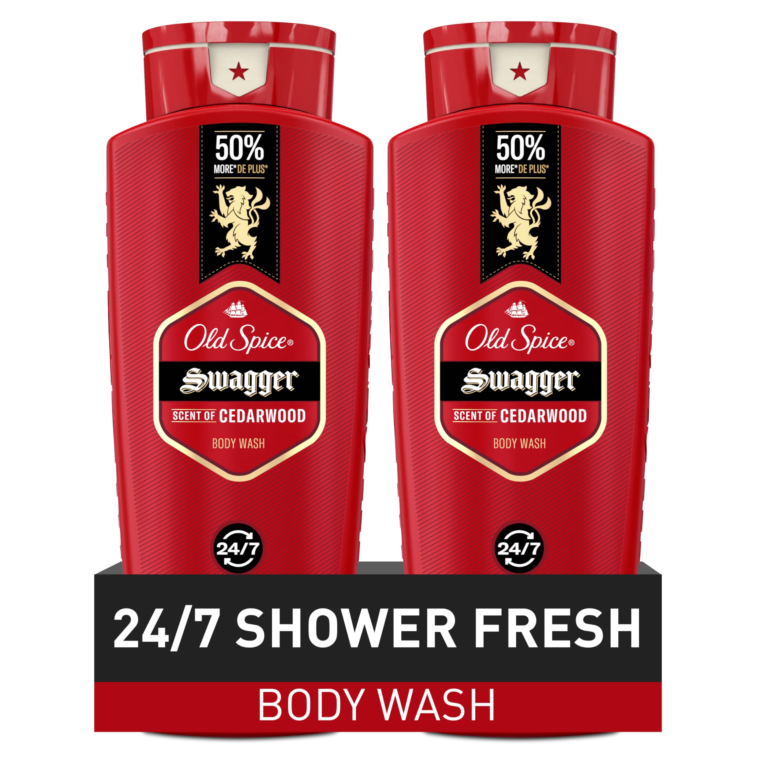 Old Spice Red Collection Swagger Scent with Cedarwood, Men's Body Wash, 24 oz (Pack of 2)