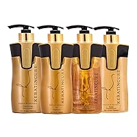 Best Treatment Gold and Honey V2 10 Oz 4 Piece Kit Intensive Collagen Professional Complex Argan Oil Nourishing Straightening Damaged Dry Frizzy Coarse Curly African Ethnic Wavy Hair