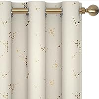 Deconovo Blackout Curtains for Bedroom, Curtains 84 Inch Length 2 Panels Set - Constellation Pattern Foil Printed Boho Curtains, Light Blocking Curtain (Beige, 42 x 84 Inch, 2 Panels)