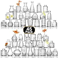 Bud Vase Set of 45, Clear Bud Vases in Bulk, Mini Glass Vases for Flower, Small Flower Vases for Centerpieces, Vases for Decor, Home Wedding Table Décor
