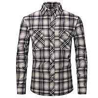 Men's Halloween Button Up Long Sleeve Shirt Plaid Print Shirt Flannel Long Sleeve Casual Shirts,JH59
