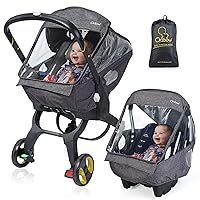 Universal Car Seat Rain Cover, Weather Shield for Infant Car Seat with Storage Bag, Side Ventilation & Handle Opening, Provides Extra Protect Baby During The Covid-19, Baby Travel Accessories, Black