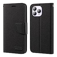 for Cubot P80 Case, Oxford Leather Wallet Case with Soft TPU Back Cover Magnet Flip Case for Cubot P80 (6.583”) Black