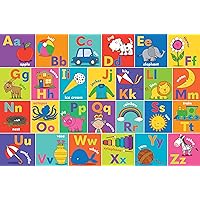PETER PAUPER PRESS The Alphabet Jumbo Floor Puzzle - Fun and Educational Puzzle with Upper and Lowercase Letters, First Words and Pictures. (24 Pieces) (36 inches Wide x 24 inches high)