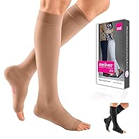mediven Plus for Men & Women, 20-30 mmHg – Knee High Compression Socks with Silicone Top Band, Open Toe Leg Circulation, Opaque Leg Support Compression Coverage, VI, Beige