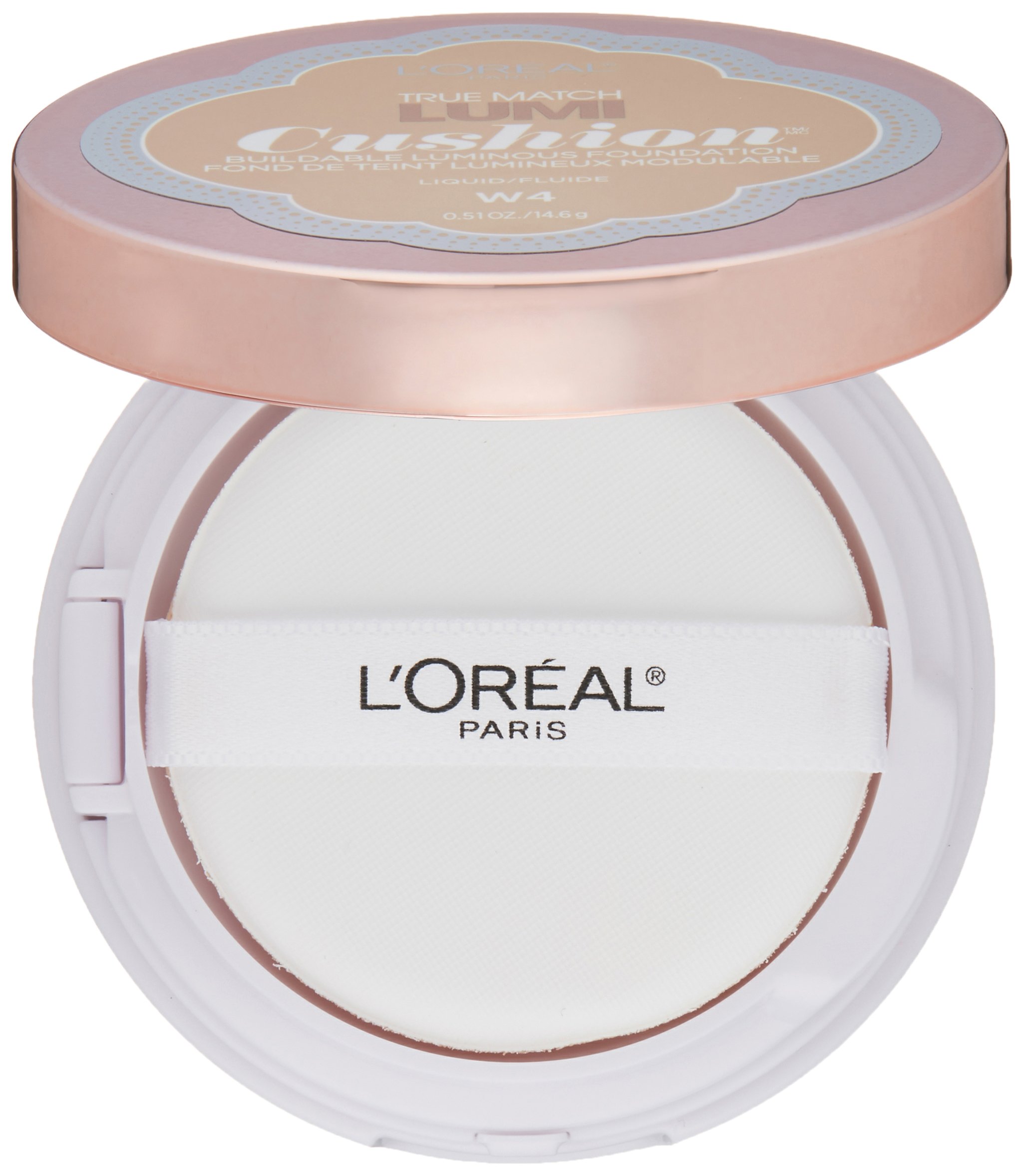 L'Oréal Paris True Match Lumi Cushion Foundation, W4 Natural Beige, 0.51 oz.