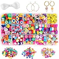 XIMISHOP 7200 Pcs Clay Beads Kit for Bracelet Making, 48 Color Polymer Flat  Clay Beads Spacer Heishi Letters Beads Kit with Charms Kit for Jewelry