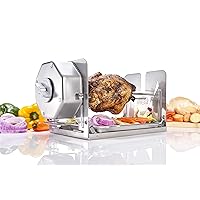 Cordless Rotisserie Kit for Grills, Ovens, Smokers - Stainless Steel - Non-Electric Spit Roaster - Gas/Charcoal BBQ - Kamado Joe Green Egg Kettle - Indoor/Outdoor