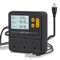 Reptile Temperature Controller with Timer, Day-Night Timer Thermostat, 3 Outlet Timer Thermostat for Grow Tent, Incubation, Snakes, Fish Tank, Heater, humidifiers, Ball Pythons, Bearded Dragon Tank