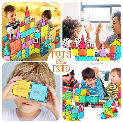 Jasonwell Magnetic Tiles Kids Magnetic Blocks Building Sets 3D Magnet Tile Building Blocks Magna Construction Educational STEM Toys Gifts for Toddlers Boys Girls 3 4 5 6 7 8 9 10 + Year Old