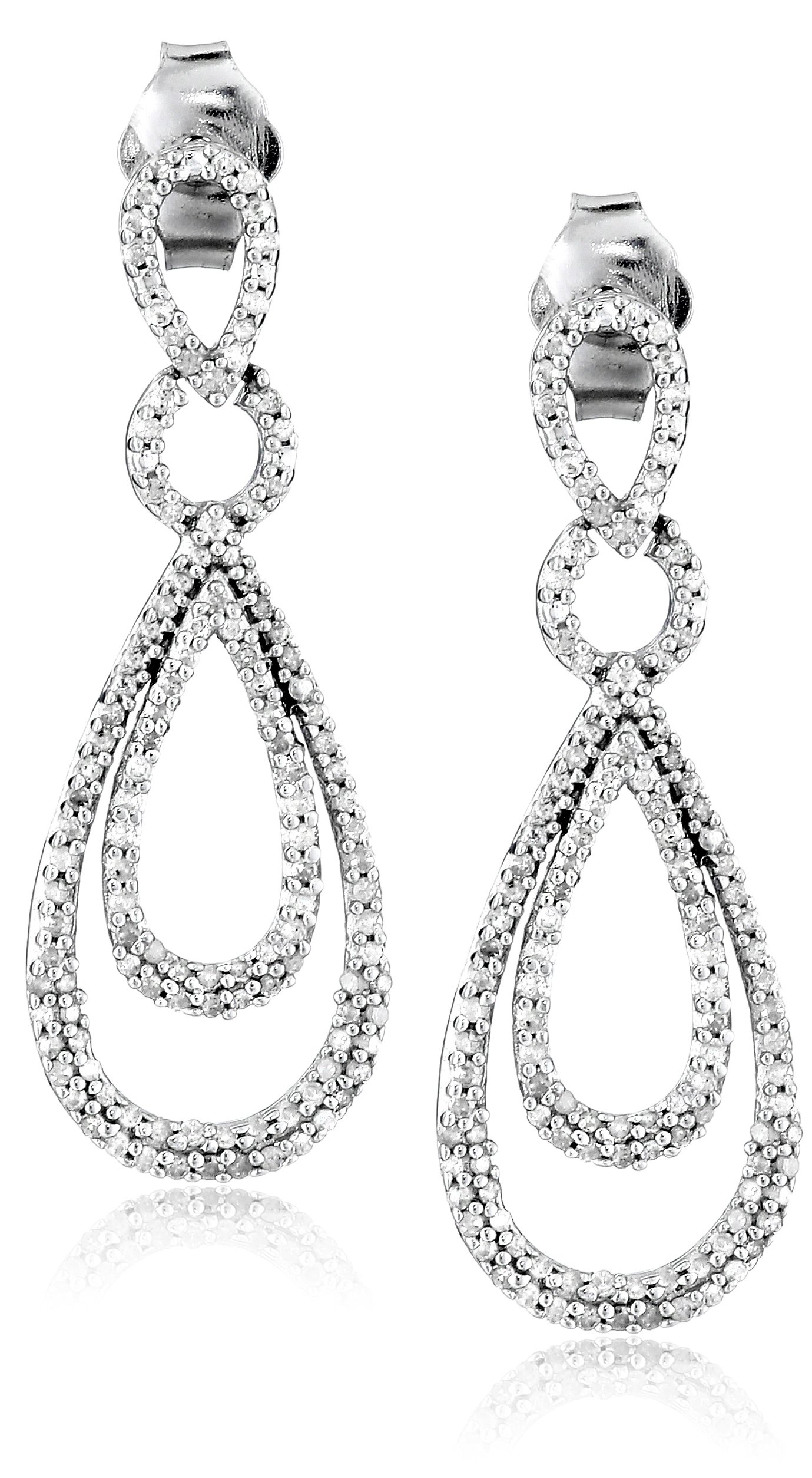 Amazon Collection Sterling Silver Diamond Drop Earrings (1/2 cttw)