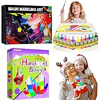 Make Your Own Clay Handprint Bowls,Water Marbling Paint Kit, Art Supplies for Kids,Toys For Girls Boys 4 5 6 7 8 9 10 11 12 Year Old